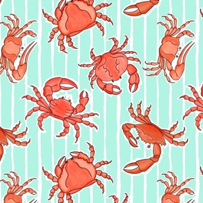Cutesy Crabs and Aqua Stripes