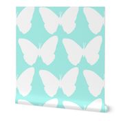 butterfly silhouettes_white on light turquoise