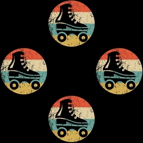Roller Skate Icon Retro Roller Derby Repeating Pattern Black