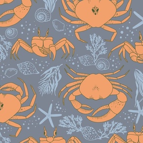 Pacific Crabs Scuttling on the Sand_Blue and Orange_Large