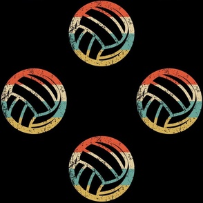 Volleyball Ball Icon Retro Volleyball Repeating Pattern Black