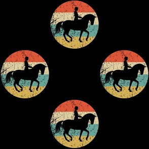 Equestrian Horse Icon Retro Dressage Repeating Pattern Black