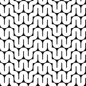 Retro Waves | Small Scale | Rich Black | Black and White Modern Geometric