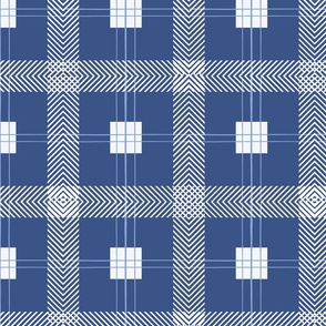 Nautical Checks in Lightest Gray and Navy Blue in Large Scale