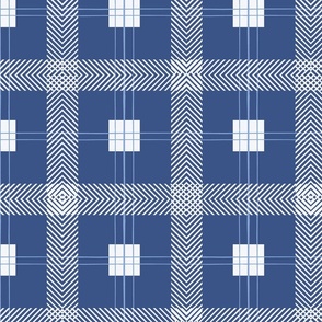Nautical Checks in Lightest Gray and Navy Blue in Small Scale