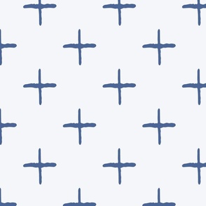 Tiny Cross in Navy on Lightest Gray in Large Scale