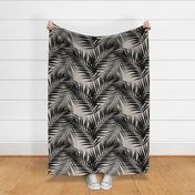 Paradise Palms - Black/ Agreeable Gray Linen-Grasscloth Wallpaper