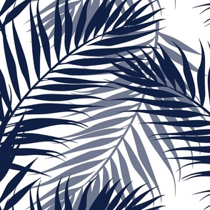 Paradise Palms - Navy/White  Wallpaper