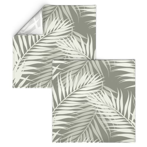 Paradise Palms - Pale Cream on Evergreen Fog Wallpaper