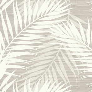 Paradise Palms - Pale Cream on Agreeable Gray  Linen-Grasscloth Wallpaper