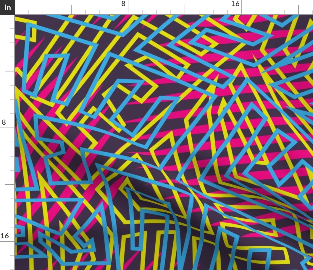 Abstract seamless vector pattern for girls, boys, clothes. Creative background with brushstroke,stripes inscriptions, labirynt.  Funny wallpaper for textile and fabric. Fashion style. Colorful bright