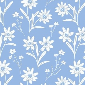 Simple flowers in light blue and white