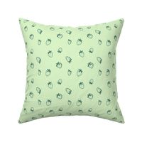 Simple strawberry pattern with playful pencil line art in  Light Green