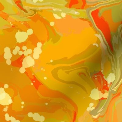 Groovy Sunset Alcohol Ink Design Fall 2024 Colors Orange Pepper Golden Yellow and Green Retro Vintage Design