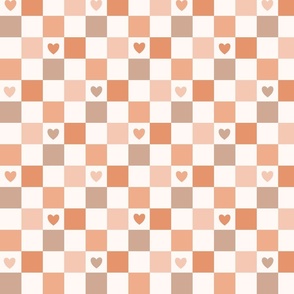 Hearts Checkerboard-neutral, Love, Valentine, Checkered, Neutral Checkers, Nursery, Baby