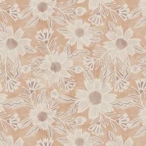 (s) PAULINE grand-millennial florals in peach, rust, lavender and linen off-white