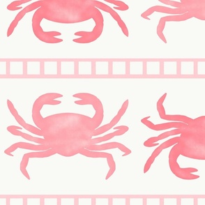 Crustacean Core Crabs in Coastal Coral Pink and Cream - Jumbo - Seafood, Nautical, Beach House