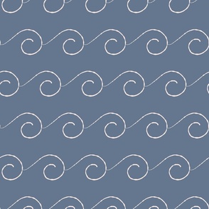Minimal waves on cream and navy blue background