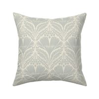 Single Flower Arts and Crafts Damask in pale light blue and cream.