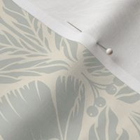 Single Flower Arts and Crafts Damask in pale light blue and cream.