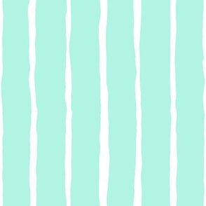Wiggly Stripes Aqua Green and White