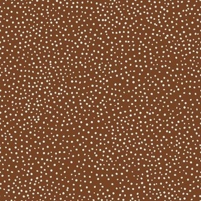 Vintage Tiny Dots 8x8 coconut milk white dots on saddle brown