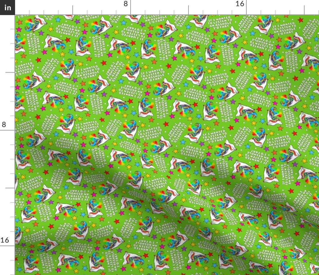 Small Sassy Rainbow Farting Unicorn Fart Zone Green