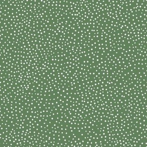 Vintage Tiny Dots 8x8 white dots on English ivy green