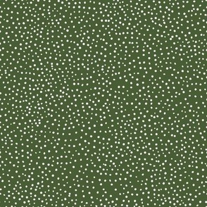 Vintage Tiny Dots 8x8 white dots on garden green