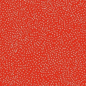 Vintage Tiny Dots 8x8 white dots on orange red