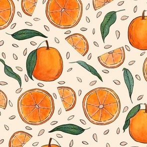 Tropical Oranges with Pale Orange Background