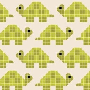 Simple Blocky Print Turtles // Green