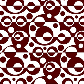 Vintage Wine Red Geometric Midcentury Circles Abstract 
