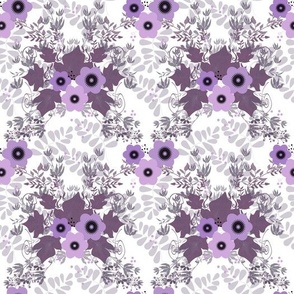 retro floral pattern in brown and lilac color
