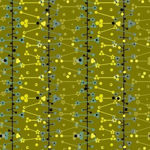 vertical abstract yellow olive pattern with flowers for home decor and wallpaper 
