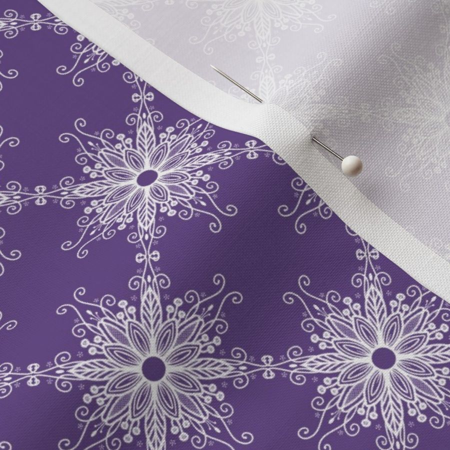 Flowers And Swirls In Purple And  White