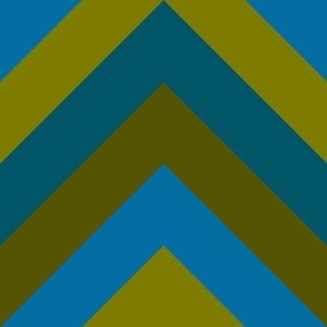 1970s Chevron Teal and Olive Green