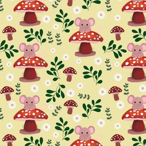 Forest Fables Woodland Mushroom Mice Meadow Yellow