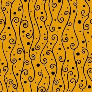 Cascading Swirls and Dots on Yellow Mustard 