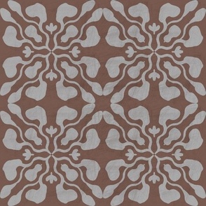 Modern Groovy Geometric Block Print - Gray and Brown, Large