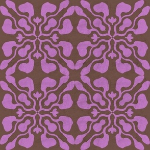 Modern Groovy Geometric Block Print - Lavender Pink and Brown, Large
