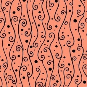 Cascading Swirls and Dots on Peach