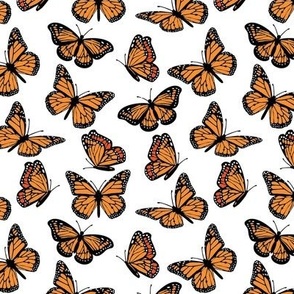 Monarch Butterfly all over pattern white background orange butterfly