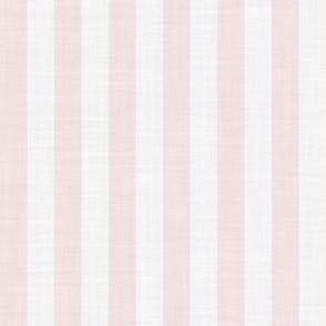 Pink and White Coastal Vertical Plain Stripes, Subtle Linen Texture 