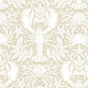 Lobster and crab damask linen WB24 medium scale