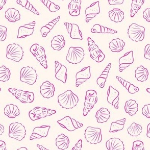 7x8 Hot pink seashells 