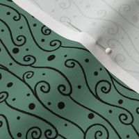 Cascading Swirls and Dots on Turquoise 