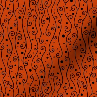 Cascading Swirls and Dots on Hot Orange