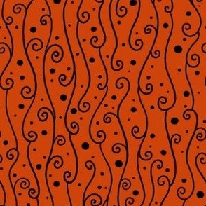 Cascading Swirls and Dots on Hot Orange