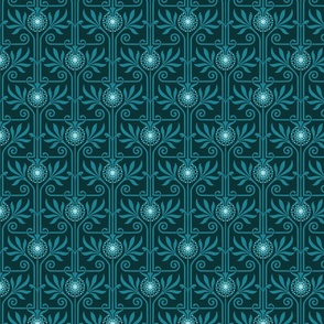elegant geometric art deco floral blue on moody green | small